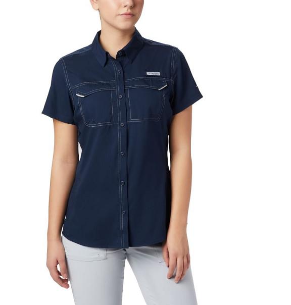 Columbia PFG Lo Drag Shirts Navy For Women's NZ64987 New Zealand